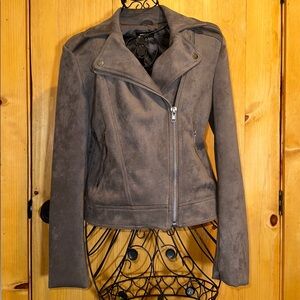 Premise Women's Leather Jacket in Brown Gray